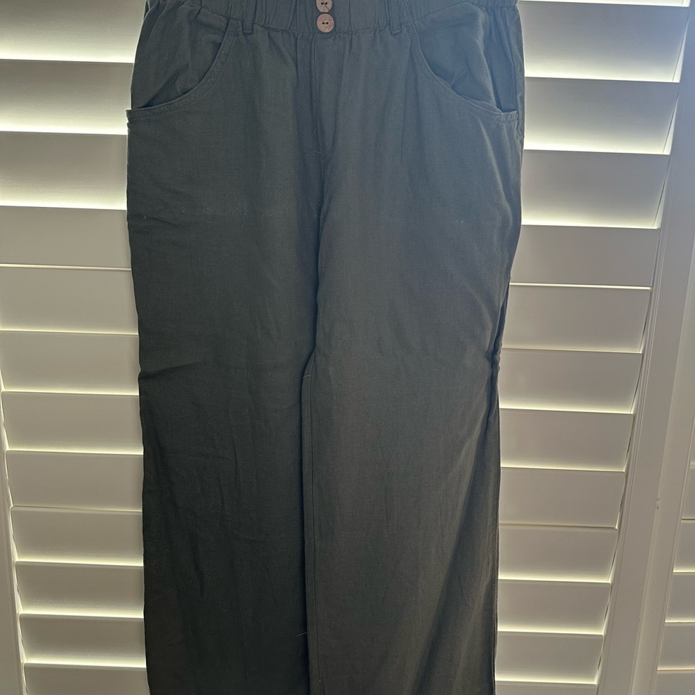Rewind Olive Green Textured Pants